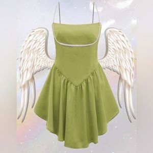 ASYMMETRICAL SATIN CAMI DRESS